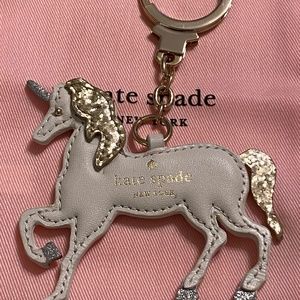 Kate Spade leather unicorn keychain